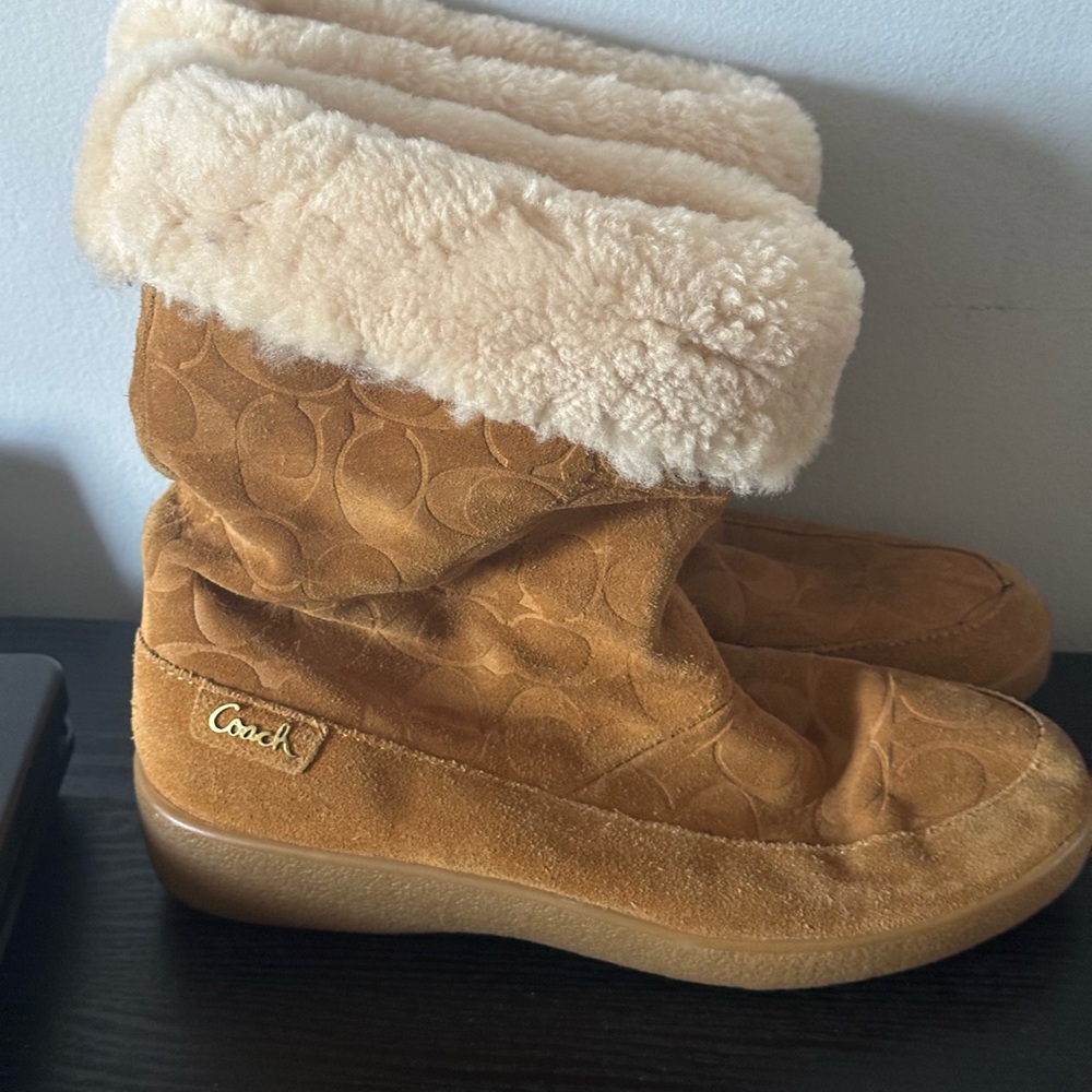 Coach Women’s Teri Camel Vintage Brown Suede Boots